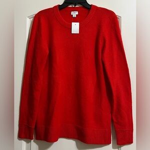 NWT J. Crew Red Crewneck Machine Washable Merino Wool Blend Size Small